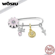 Wostu New 925 Sterling Silver Beads Bow Sunflower Cross Charm fit 3.5mm Original Bracelet Brooch DIY Jewelry Gift FNX001 2024 - buy cheap