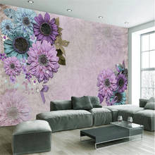 Milofi customized 3D photo wallpaper mural purple gorgeous flowers three-dimensional TV background wall decoration painting 2024 - buy cheap