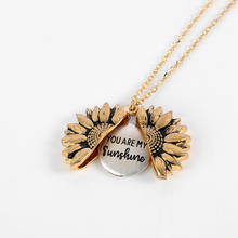 You Are My Sunshine Sunflower Necklace For Women Open Locket Engrave Letter Pendant Necklace Friendship Gifts Vintage Jewelry 2024 - buy cheap