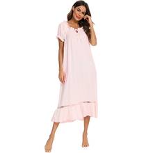 loose nightgown women holiday print dress women summer short sleeve cotton nightdress casual ladies long nightshirt  P1 2024 - buy cheap