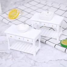 Juego de mesa de lavabo blanco en miniatura para casa de muñecas, 1:12, accesorios de baño, Juguetes 2024 - compra barato