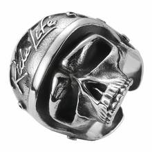 Newest Design 316L Stainless Steel Jewelry Size 7-14 Ride Life Biker Skull Ring For Gift 2024 - buy cheap