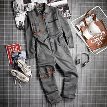 New Vintage Harajuka Mens Long Sleeve Cargo Overalls Zipper Fly Pockets Rompers Mens Jumpsuit Fashion Loose Casual Plus Size 4XL 2024 - buy cheap