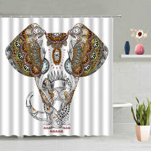 Занавеска для душа «Африканский слон», настенная Водонепроницаемая Штора для ванной с мультяшным принтом животных, декоративный экран для дома, водный цвет 2024 - купить недорого