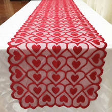 Valentine's Day Red Poinsettia Lace Fabric Tablecloth Heart Shaped Lace Table Runners Love Table Flag Wedding Party Decoration 2024 - buy cheap