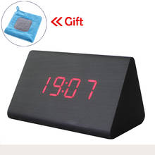 LED Digital Display Alarm Clock Black Wood Desk Clock with Sound Control Temperature Electronic Clocks Home Accessories 2024 - buy cheap