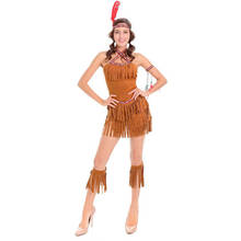 Adulto sexy cosplay pocahontas matoaka trajes índios squaw cowgirl princesa traje festa de halloween índios dança roupas 2024 - compre barato