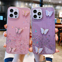 Glitter butterfly Sequins Soft Phone Case For Vivo Y17 Y15 Y12 Y19 Y70S Y52S Y51 2020 V20se Y73S Y20 Y50 Y30 Z5X Y91C V15 Pro 2024 - buy cheap