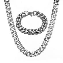13/15mm Bracelet Or Necklace Optional Metal Stainless Steel Silver Color Cuban Curb Chain Men/Women Jewelry Christmas Gift 7-40" 2024 - buy cheap