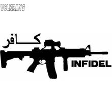 Volkrays Personality Car Sticker Infidel Army Gun Accessories Reflective Waterproof Sunscreen Vinyl Decal Black/Sliver,11cm*28cm 2024 - buy cheap