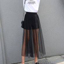 Faldas transparentes de malla para mujer, faldas de cintura alta, color negro, talla única 2024 - compra barato