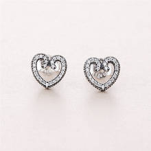 Heart Swirls Stud Earrings Fashion 925 Sterling Silver Earrings for Women Charm Jewelry Clear CZ Crystal Girls Earrings Love 2024 - buy cheap