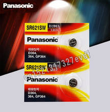 Panasonic 2 peças de baterias de moeda 100% originais, sr621sw óxido de prata para relógio 6.8mm * 2.1mm ag1 364 d364 l621 gp364 2024 - compre barato