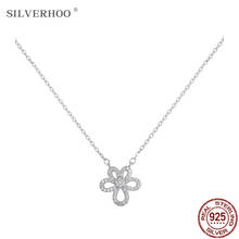 SILVERHOO 925 Sterling Silver Sparkling Flower Pendant Necklaces For Women 5A Crystal Zircon Necklace Charms Silver Jewelry 2024 - buy cheap