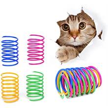 4 шт., Весенняя игрушка для питомца кошки, пластиковая красочная спираль, спиральные пружины, широкие интерактивные красочные игрушки для домашних животных, товары для кошек 2024 - купить недорого