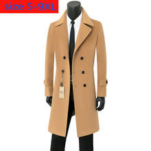 Новое мужское кашемировое пальто, молодежное шерстяное Теплое повседневное двубортное толстое мужское шерстяное пальто, большие размеры S-7XL 8XL 9XL 2024 - купить недорого