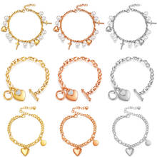 LETAPI New Angel Wings Charm Bracelets for Women Rose Gold Color Stainless Steel Heart Bracelet Female Jewelry Wholesale 2024 - buy cheap
