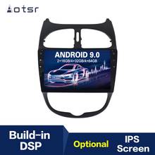 Aotsr-sistema multimídia automotivo, reprodutor com tela de 9 polegadas, android 9.0, ips, navegação gps, rádio, compatível com peugeot 206, 2000 a 2016 2024 - compre barato
