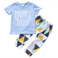 Bebê Menino Roupas de Verão Recém-nascidos Bebês Infantis Menino da Mamã T-shirt + Calças Compridas Set Outfit Roupas Geométricas 2024 - compre barato