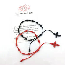 7 Knots of Red Thread Unisex  Adjustable Eye Protection Good Luck-Lucky Bracelet/Anklet Energy Cross Card Bracelet 2024 - buy cheap