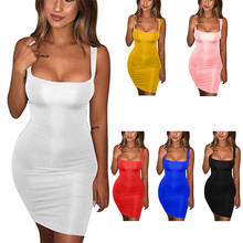 Wide Shoulder Strap Sexy Bodycon Dresses For Women Summer Multicolor Elegant Sleeveless Mini Plain Woman Dress Vestidos Mujer 2024 - buy cheap