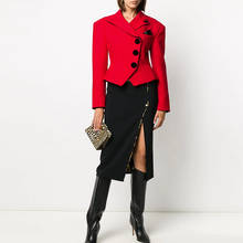 Chaqueta de alta calidad para mujer, Blazer corto, ajustado, color rojo, 2021 2024 - compra barato
