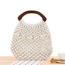 Bolsa de algodão corda artesanal, bolsa tecida à mão para praia 2024 - compre barato