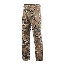 Камуфляжные тактические брюки из мягкой оболочки, мужские военные ветрозащитные водонепроницаемые теплые походные охотничьи брюки, уличные армейские тренировочные брюки 2024 - купить недорого