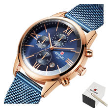 Chronograph Quartz Sport Watch Men Fashion Blue Stainless Steel Band Mens Wrist Watches Waterproof Luxury Male Clock Man relogio 2024 - buy cheap