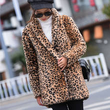 ZADORIN Leopard Print Vintage Lapel Faux Fur Coat Korean High Street Winter Women Plus Size Fake Fur Jacket Female Overcoat 2024 - buy cheap