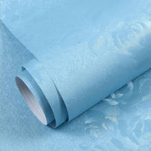 Синяя рельефная текстура Цветочная настенная бумага 3D рулонная бумага s для стены спальни Свадебная винтажная настенная бумага стикер домашний декор для гостиной 2024 - купить недорого