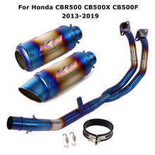 Motorcycle Exhaust System Blue Escape Tips Short 300mm Front Link Pipe for Honda CBR500 CB500X CB500F 2013-2019 2024 - buy cheap