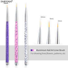 3pcs/Set 6/9/10mm Liner Brush Nail Art Painting Metal Marble Acrylic Drawing Flower Line Pen Polish UV Gel Tips Manicure Tools 2024 - buy cheap