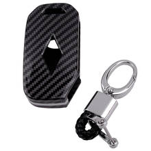 Car Carbon Fiber Style Key Fob Cover Shell Chain Fit For Kia Forte Telluride Soul Niro Plug-in Hybrid K3 K5 Optima Seltos 2021 2024 - buy cheap