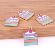 10Pcs/Lot Enamel Cake Charms  Finding Dessert Baking Pendant DIY Making Jewelry Golden Base 2024 - buy cheap