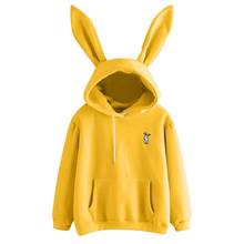 Autumn EE Winter Women Hoodies Kawaii Rabbit Ears Fashion Pullover Casual Colors Solid Color Warm Sweatshirt Woman Sporty Chic 2024 - buy cheap