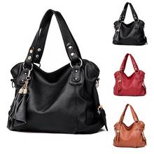 New Fashion Women PU Leather Large Capacity Shoulder Bags Big Casual Soft Tassel Big Bag Designer Luxury Handbags for Women 2024 - buy cheap