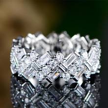 USTAR-anillos de boda cuadrados de circonia cúbica para mujer, joyas de compromiso con cristales brillantes, joyería de moda femenina 2024 - compra barato