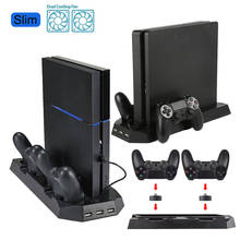 Suporte com ventilador e carregador vertical, carregador com 3 entradas usb para ps4 slim 2024 - compre barato