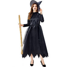 JIEZuoFang Set Women Clothes Sexy Halloween midi Dress+hat Cosplay Witch Vintage Gothic Vintage Dress Role-playing black 2024 - buy cheap