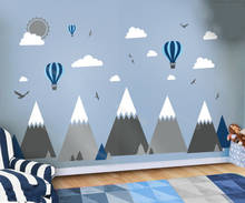 Pegatina de pared de gran pico de montaña para decoración de habitación de niños, póster de bosque de nubes, pájaro, globo caliente, árbol, murales, JW375 2024 - compra barato