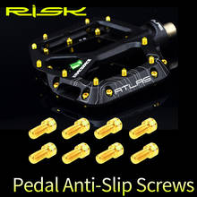 RISK 8pcs/lot Titanium Alloy Anti-skid Bolts for Downhill Bicycle Pedals TC4 Ti Pedal Anti-slip Screws for XC AM DH Bike M4*8mm 2024 - buy cheap