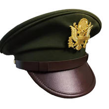 WWII-sombreros de oficial de ala ancha verde del Ejército de los Estados Unidos, gorras militares de moda, estilo clásico para colección, espectáculo de Cosplay 2024 - compra barato