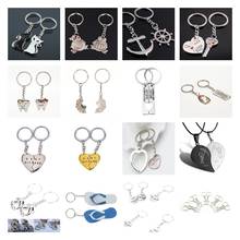 1 Pair Souvenirs Valentine's Day Jewelry Gifts 29 Styles Couple Letter Keychain Heart Key Ring Silvery Lovers Love Key Chain 2024 - buy cheap