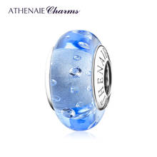ATHENAIE-abalorios de cristal de Murano para fabricación de joyas, Plata de Ley 925, Burbuja de mar azul fina, cuentas de CZ para Pulsera Original 2024 - compra barato