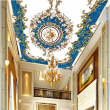 Papel tapiz de techo personalizado, murales 3d de mármol de estilo europeo para sala de estar, dormitorio, hotel, patrón de alfombra, Papel de pared 3d 2024 - compra barato
