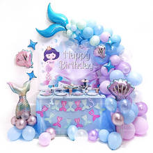 Arco de globos de sirena, suministros de decoración para fiesta de cumpleaños, Niña y boda, cola de sirena, suministros, 136 Uds. 2024 - compra barato