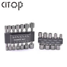 Citop 9PCS/14PCS Hex Socket Chromium Vanadium Steel Nozzles  Nut Driver Set Drill Bit Adapter Sleeve Electric 4.76- 13MM 2024 - buy cheap