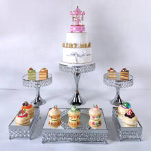 6 gold silver  High-quality Cake Stand Set gold Crystal Metal Cupcake decorations Dessert Pedestal Party Wedding cake rack 2024 - buy cheap