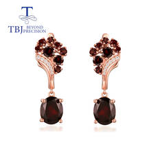 TBJ,925 sterling silver garnet clasp earring,Natural Mozambique Garnet oval 8*10mm 8ct up nice gemstone fine jewelry for women 2024 - buy cheap